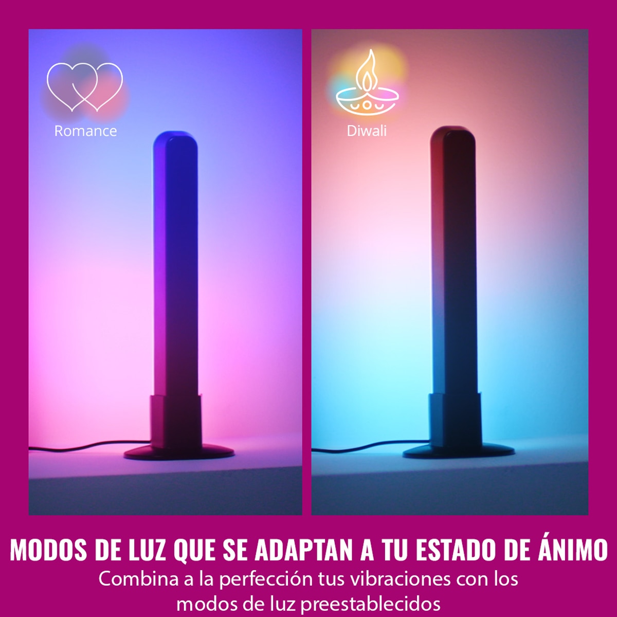 Barras de luces LED Gradient WiZ (2un), RGBIC, Iluminación inteligente, Multiposición, Regulable, Control App y Voz 6