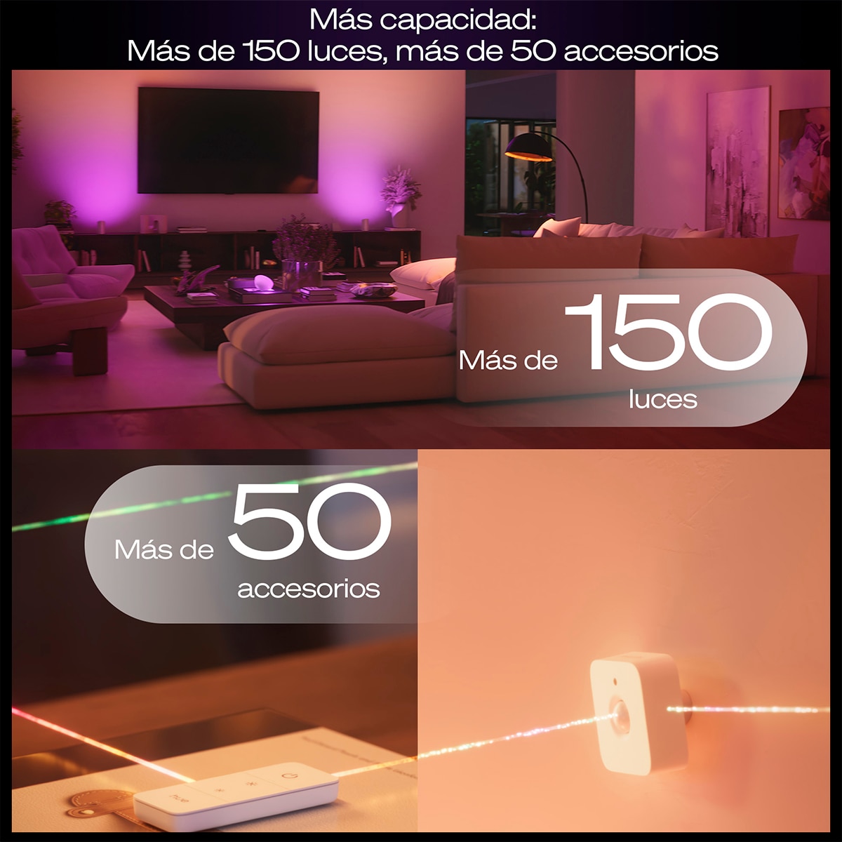 Puente Hue Bridge Pro, Inalámbrico, Cifrado avanzado, +150 luces +50 accesorios, Compatible IOs y Android 8