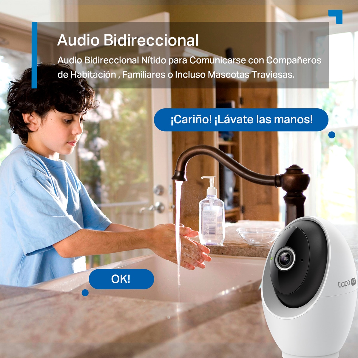 Cámara de Vigilancia Tapo C260, Resolución 4K, 360º, Reconocimiento Facial, Detección IA, Visión Nocturna, Alarma de Luz y Sonido 12