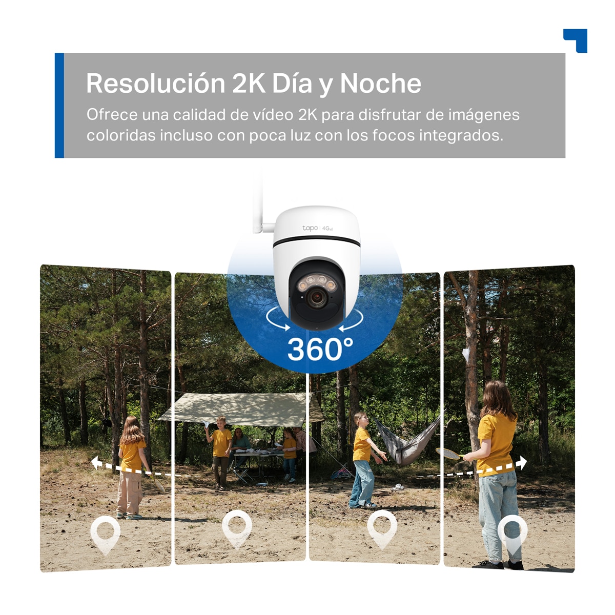 Cámara de vigilancia para exterior con Panel Solar y Batería Tapo C615G Kit, 2K, 360º, Detección IA, Visión Nocturna a Color, Alarma de Luz y Sonido 8