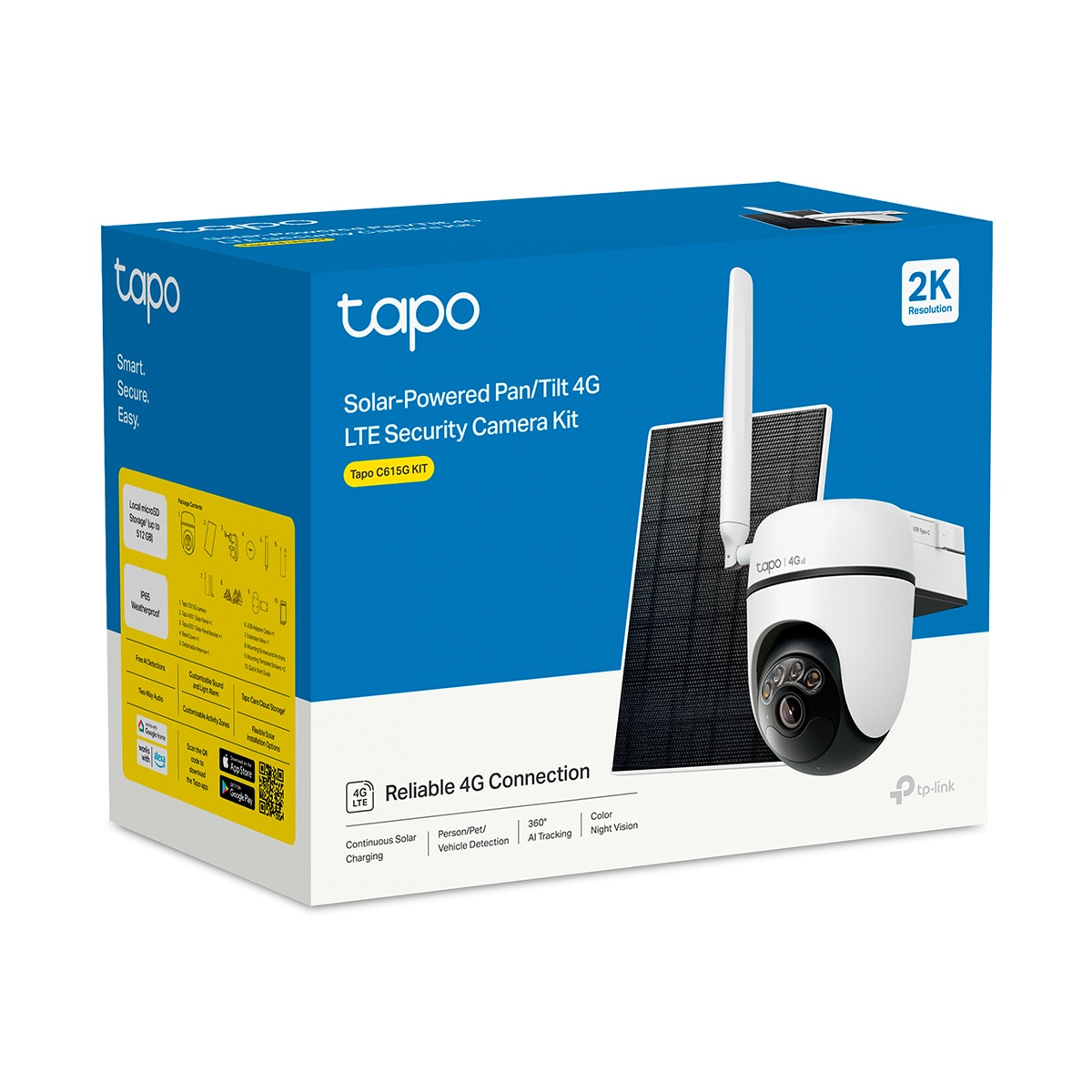 Cámara de vigilancia para exterior con Panel Solar y Batería Tapo C615G Kit, 2K, 360º, Detección IA, Visión Nocturna a Color, Alarma de Luz y Sonido 10