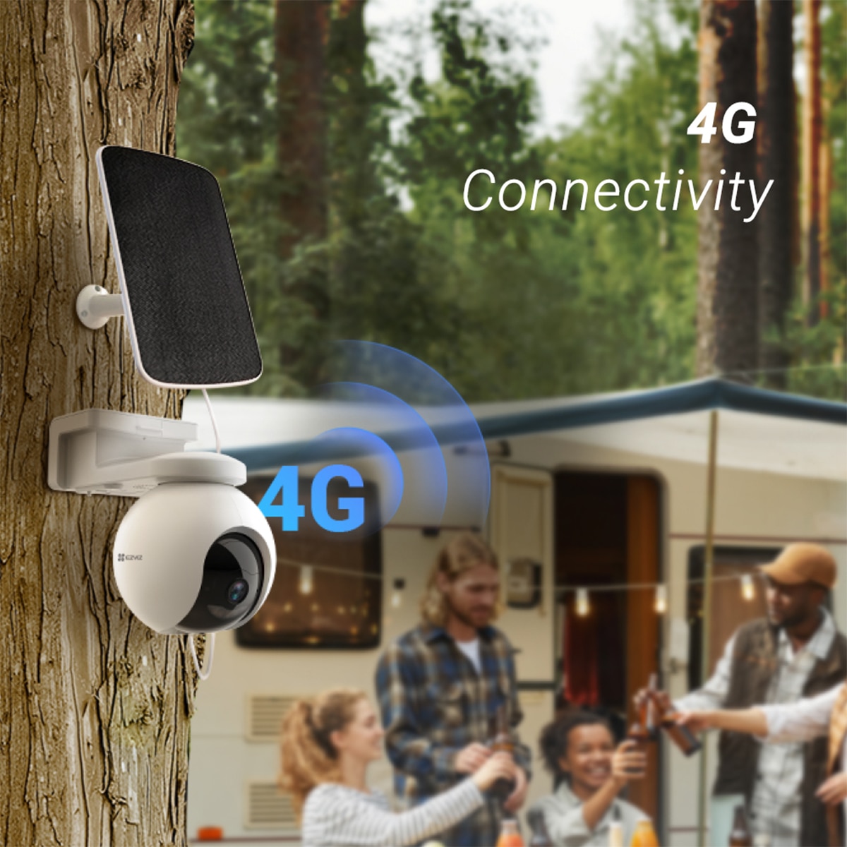 Kit de Cámara de vigilancia exterior Ezviz EB8 4G 2K con Panel solar, panorámica e inclinable con batería Blanco-3