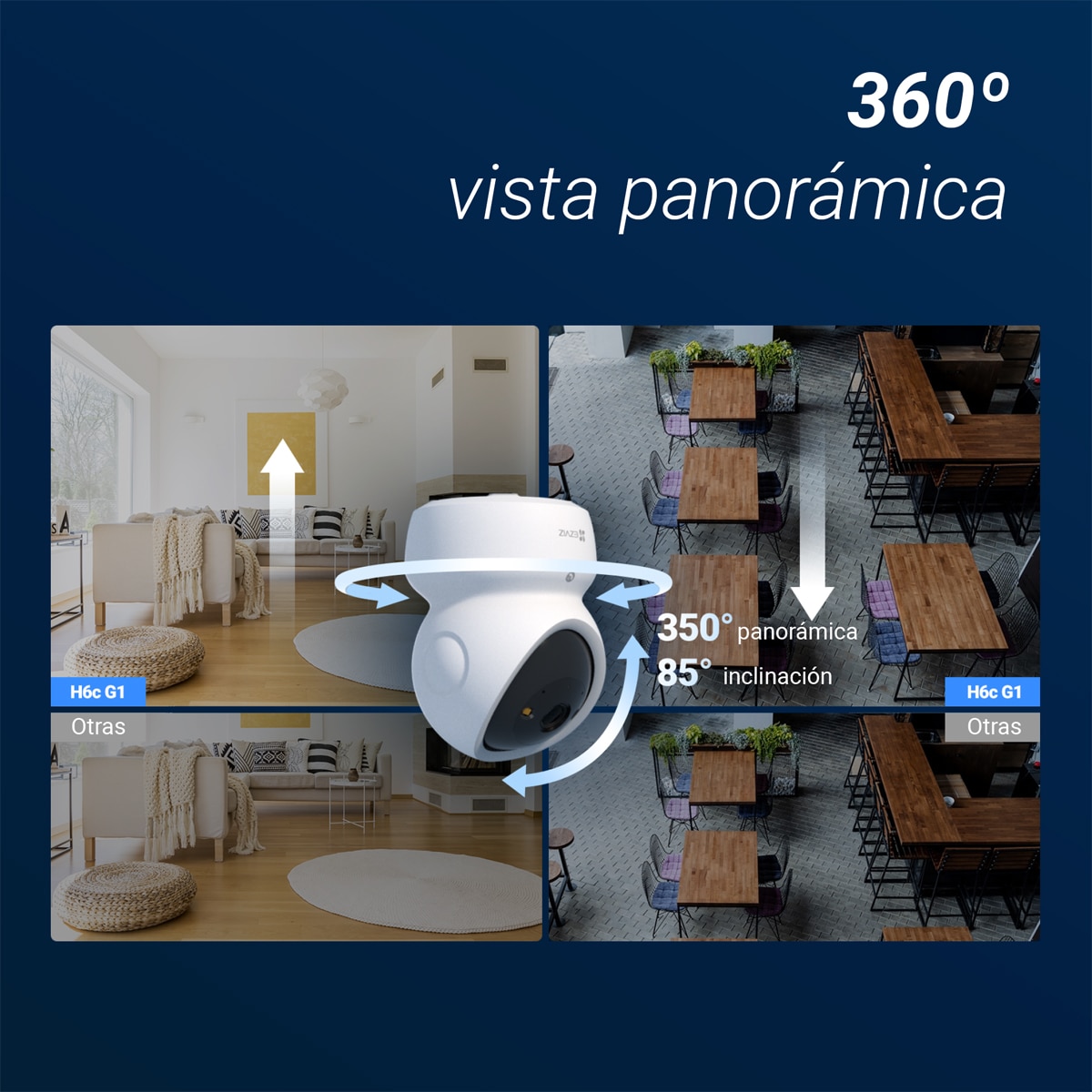 Cámara de vigilancia interior Ezviz H6c G1, 4K, Wi-Fi con función de giro e inclinación Blanco-6