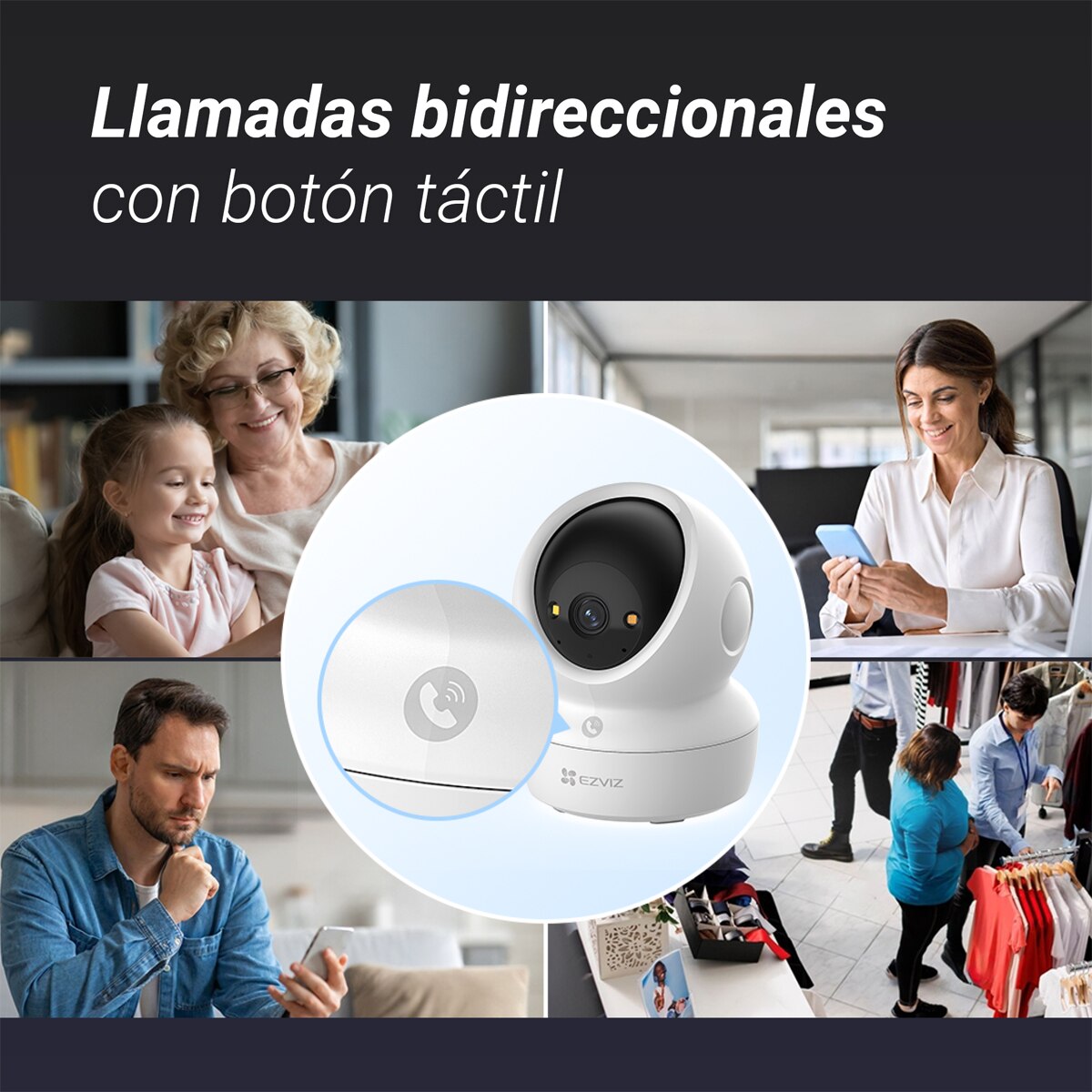 Cámara de vigilancia interior Ezviz H6c G1, 4K, Wi-Fi con función de giro e inclinación Blanco-9