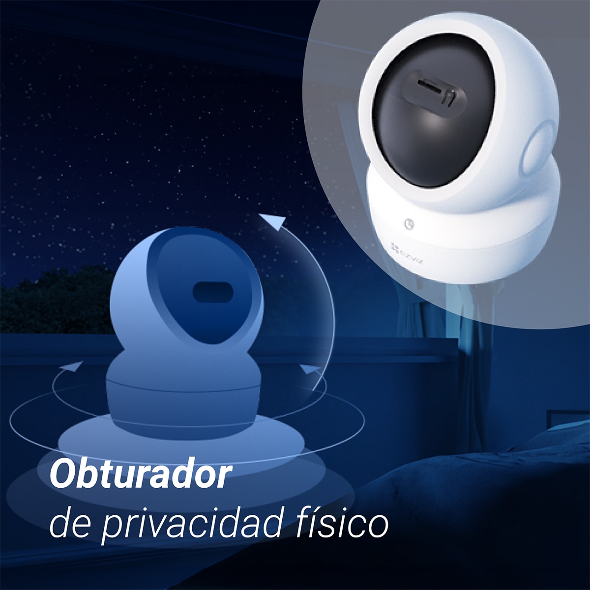Cámara de vigilancia interior Ezviz H6c G1, 4K, Wi-Fi con función de giro e inclinación Blanco-11