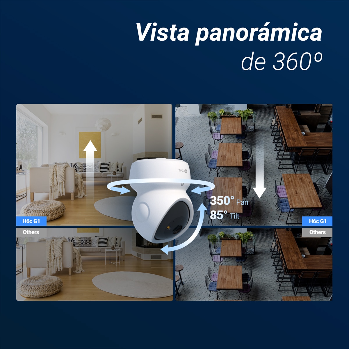 Cámara de vigilancia interior Ezviz H6c G1, 3K, Wi-Fi con función de giro e inclinación Blanco-6