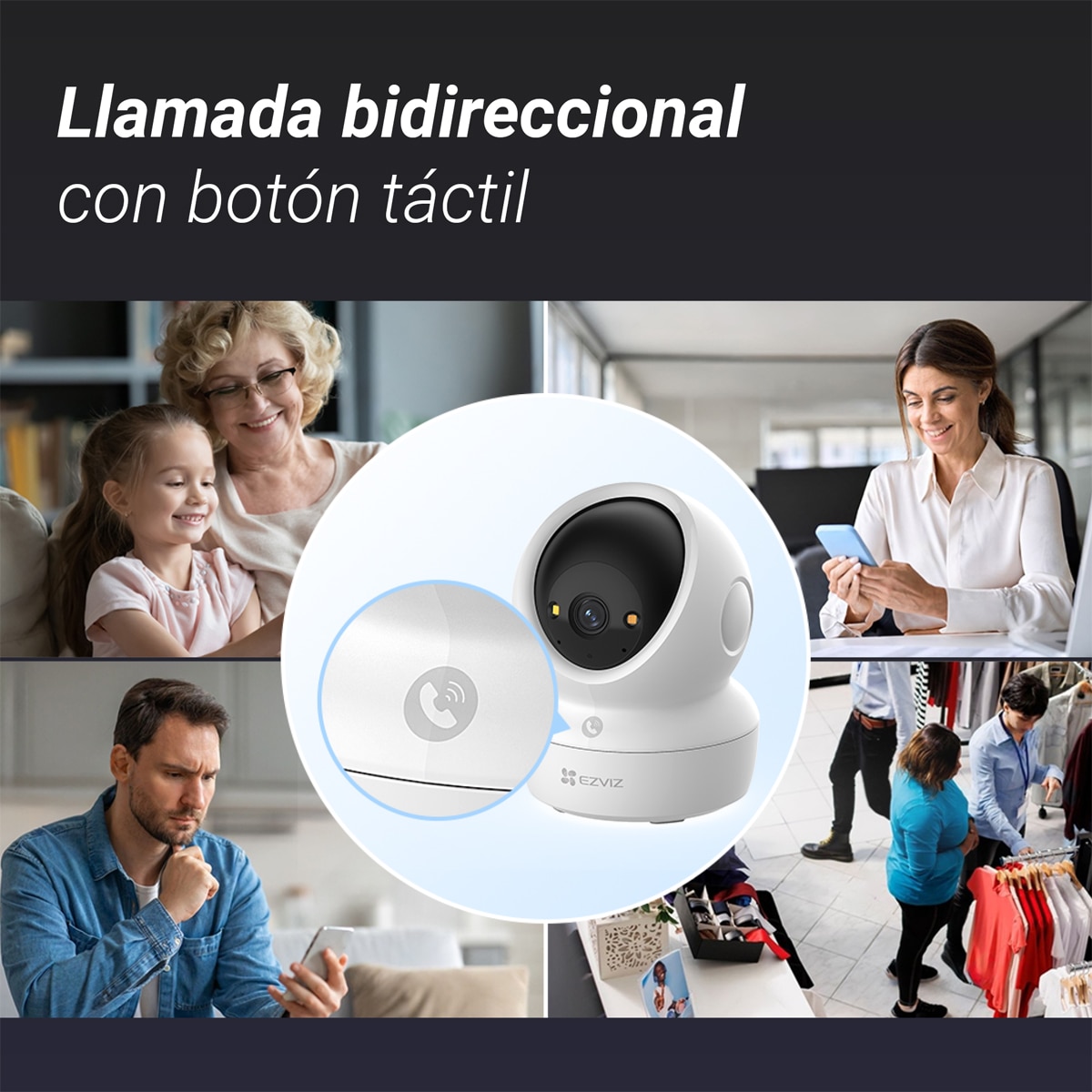 Cámara de vigilancia interior Ezviz H6c G1, 3K, Wi-Fi con función de giro e inclinación Blanco-9