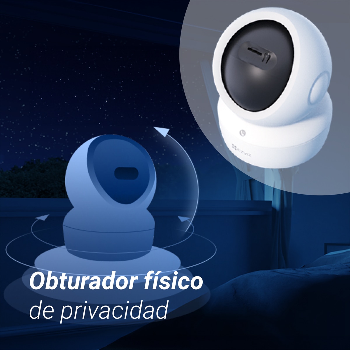 Cámara de vigilancia interior Ezviz H6c G1, 3K, Wi-Fi con función de giro e inclinación Blanco-11