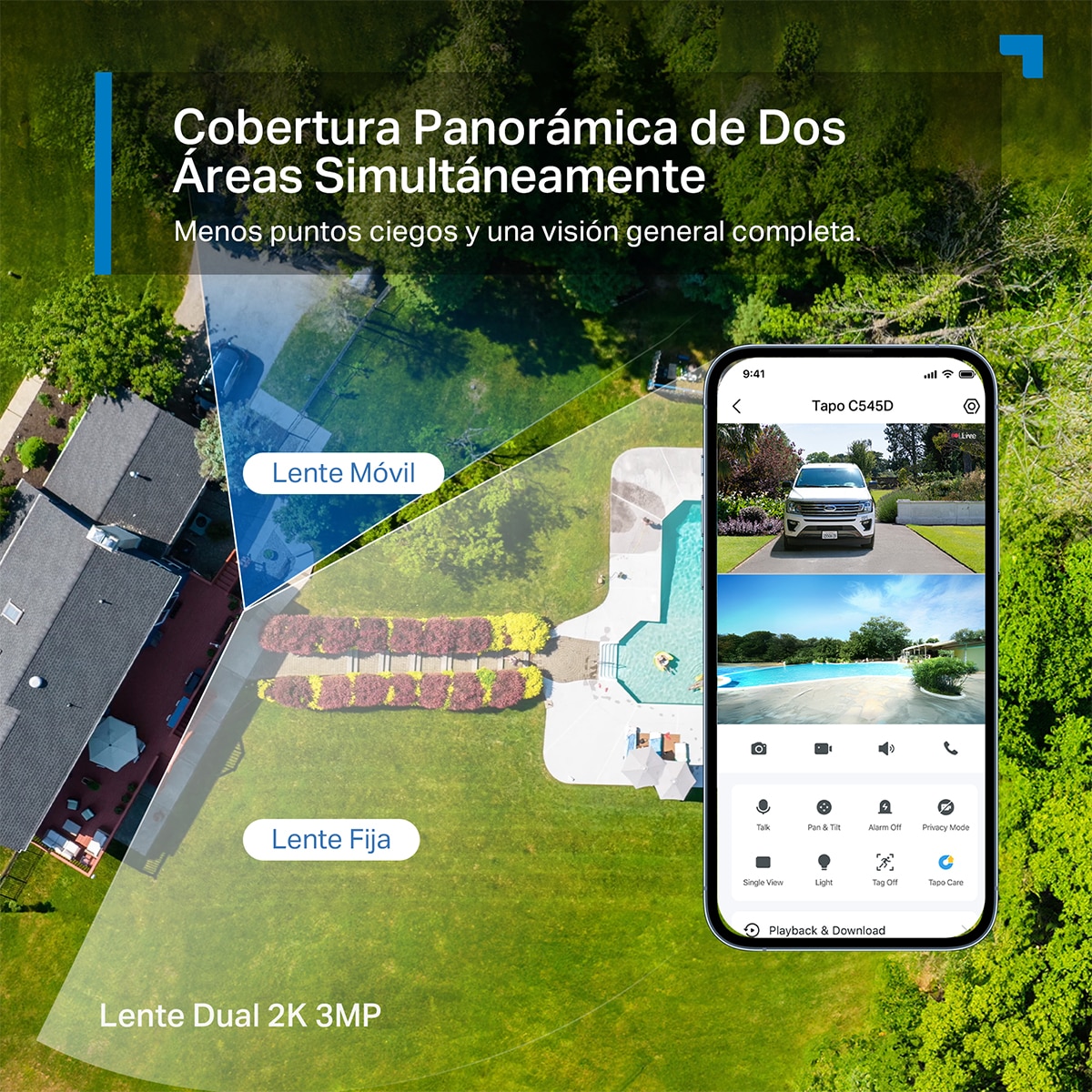 Cámara de vigilancia Tapo C545D, doble lente, 2K, IP 66 - Blanco Blanco-3