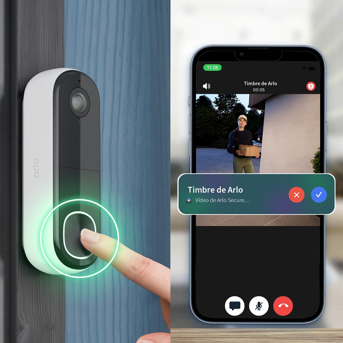 Cámara de seguridad 2K para exteriores Arlo Essential + Cámara de seguridad Arlo Essential para interiores - Blanco / Negro Blanco / Negro-3