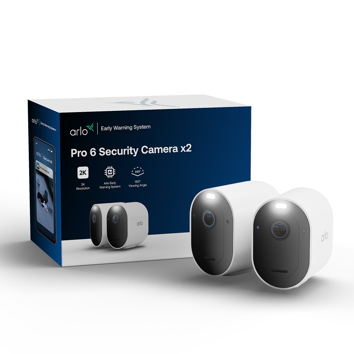Cámara de seguridad para exteriores Arlo Pro 6, kit de 2 cámaras Blanco-9