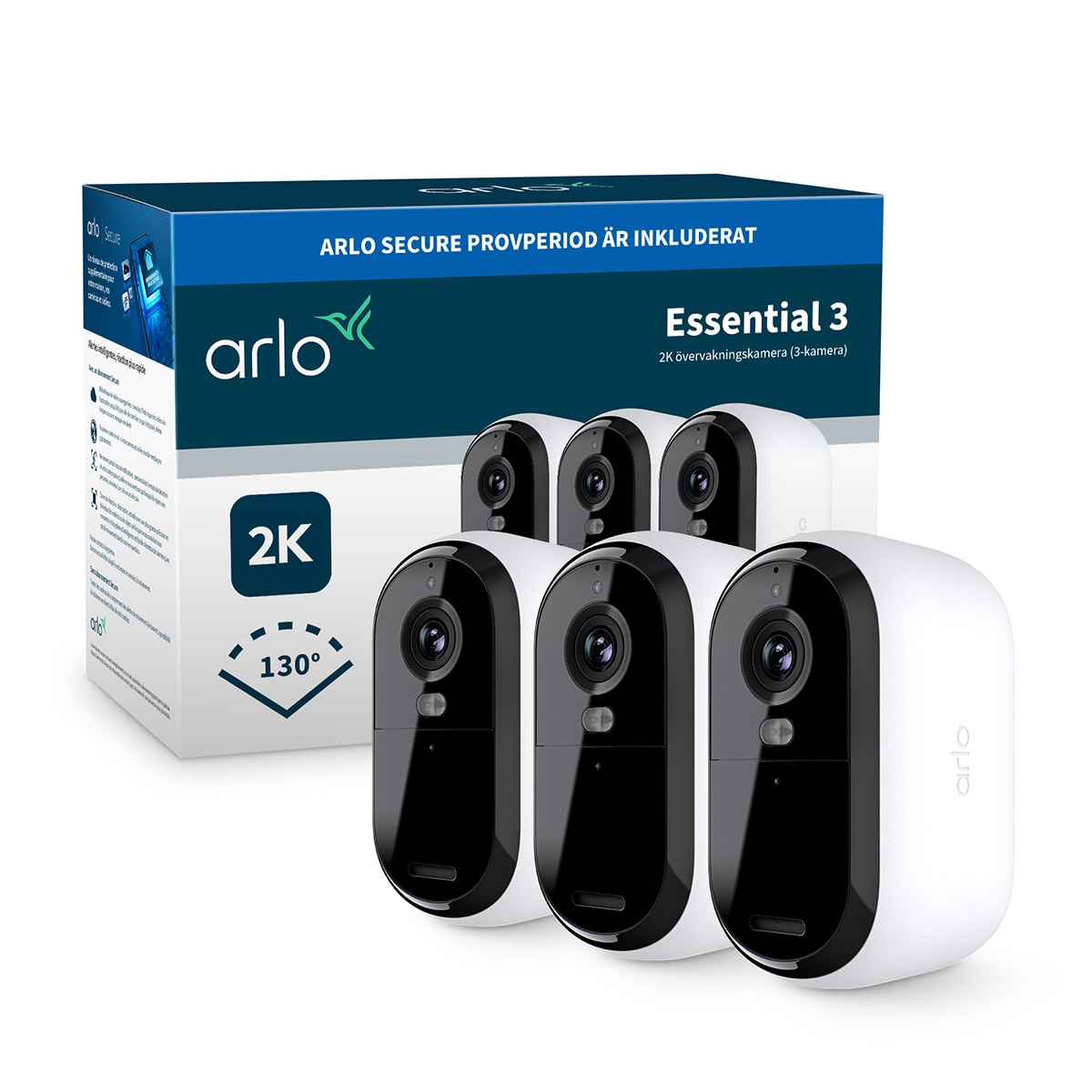 Cámara de seguridad para exteriores Arlo Essential 3 2K (3 unidades) Blanco-4