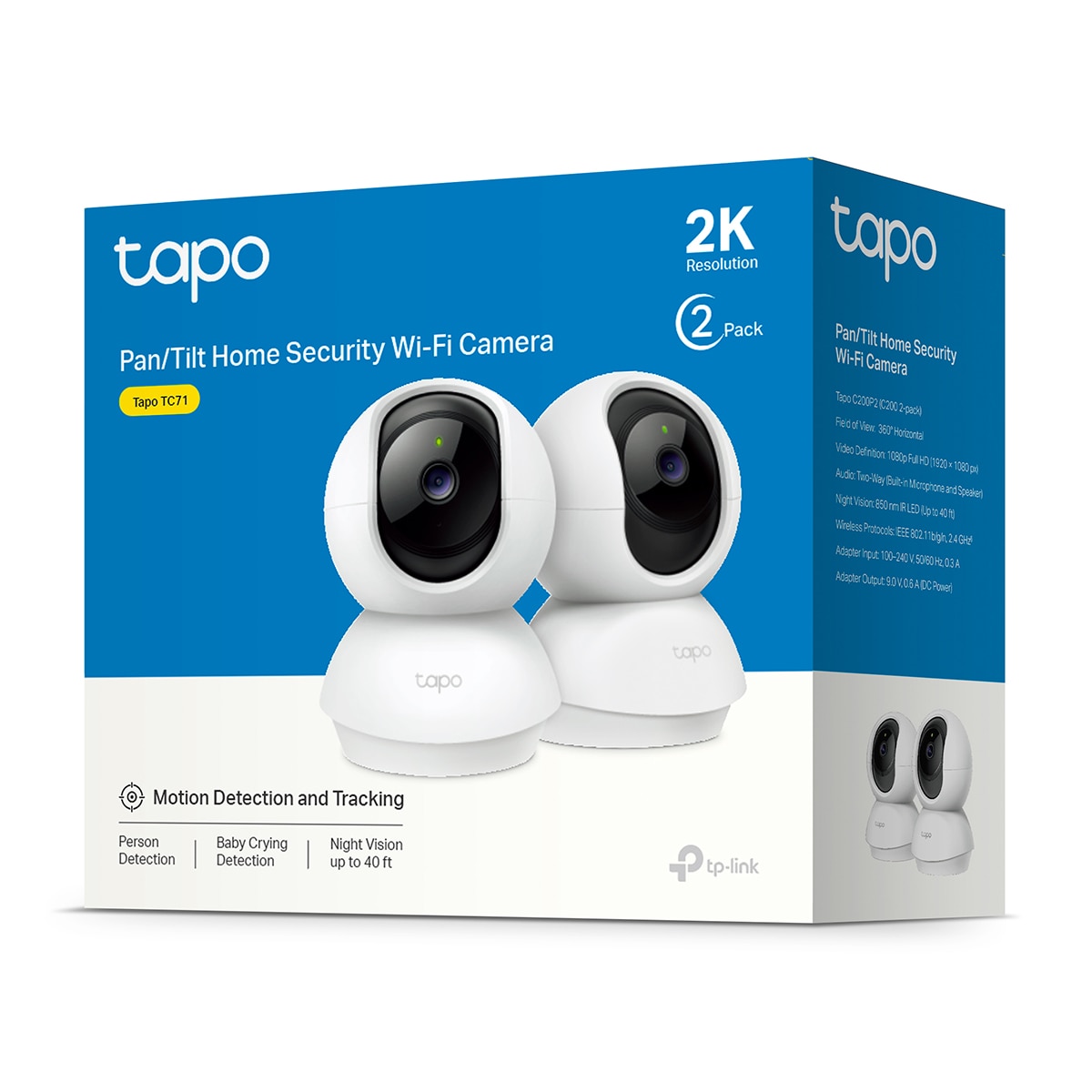 Cámara de vigilancia 360º Tapo TC71 (2 Pack), 2K 3MP, Visión Nocturna, Detección IA Gratuita, Audio Bidireccional - Blanco Blanco-8