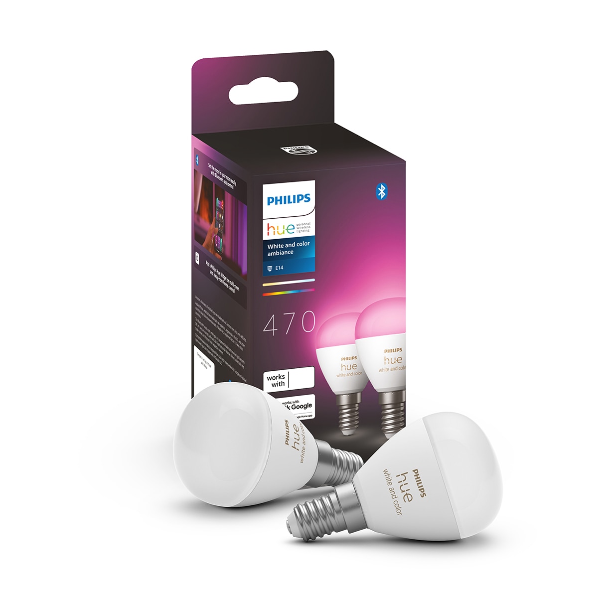 Imagen 0 de Bombilla inteligente LED esférica Philips Hue White and Colour E14 Pack 2ud