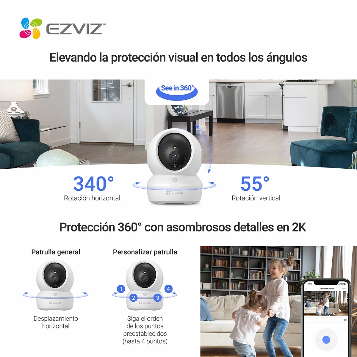Cámara de vigilancia interior Ezviz H6C Pro 2K 4