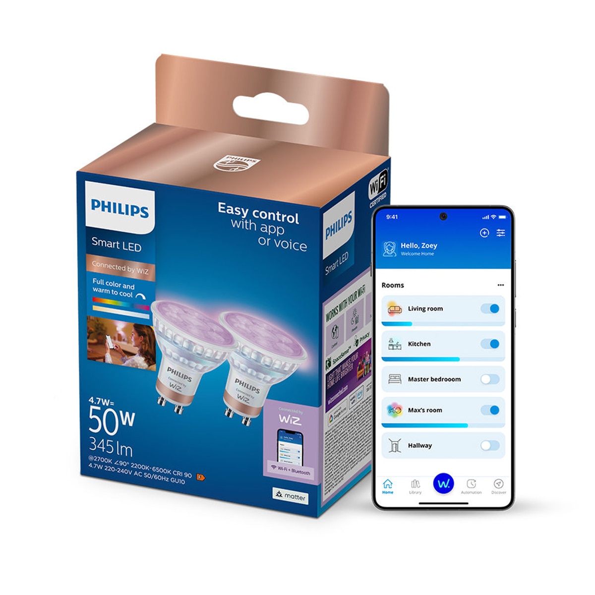 Bombilla Led inteligente Philips Smart LED Foco 50 W, PAR16, GU10 x2, regulable, hasta 345 lúmenes 4