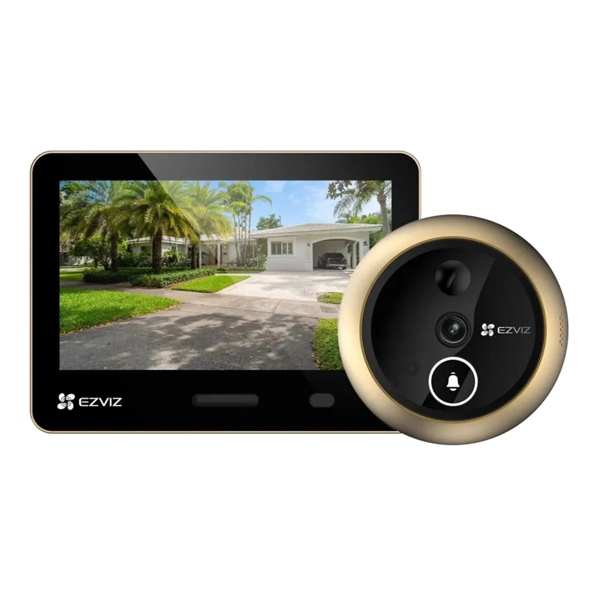 Imagen 0 de Mirilla inteligente Ezviz EP4, Cámara 2K, pantalla 4,3", WI-FI, visión nocturna y detección de personas Dorado
