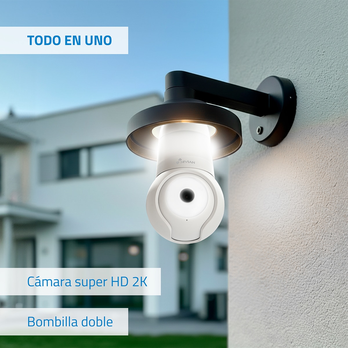 Imagen 4 de Cámara de vigilancia Nivian, tipo bombilla E-27, 2K, 360º, Wi-Fi - Blanco Blanco