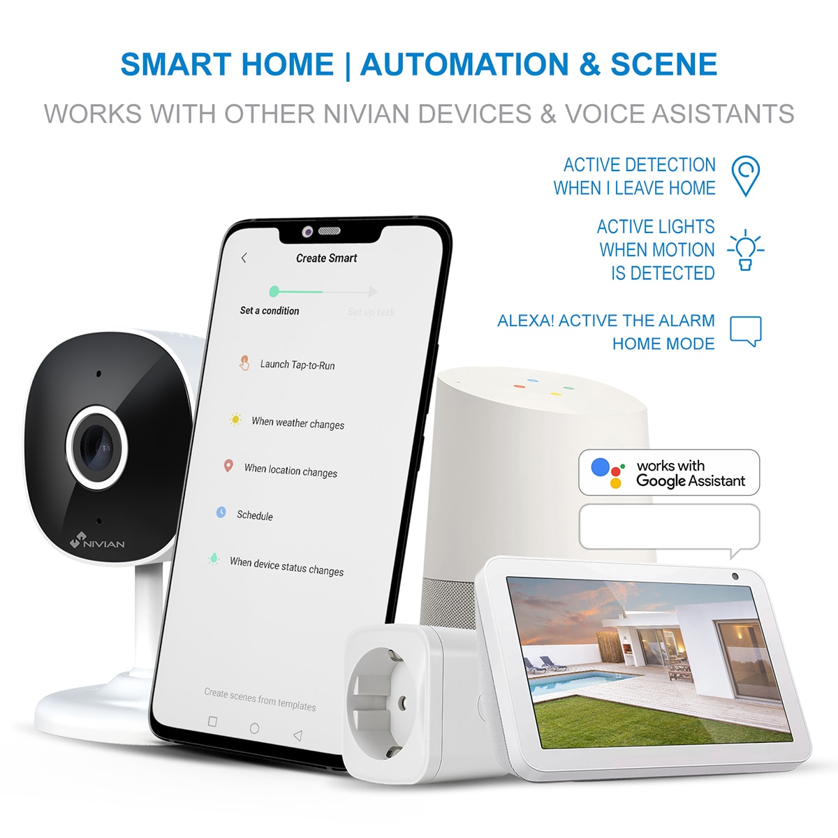 Imagen 5 de Cámara de vigilancia para interior Nivian IPC-I5, Wi-Fi, 2K, detección humanos, audio bidireccional - Blanco / Negro Blanco / Negro