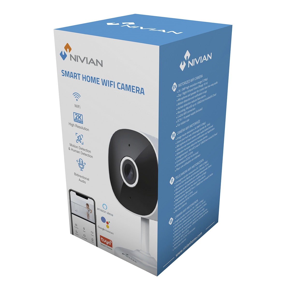 Imagen 6 de Cámara de vigilancia para interior Nivian IPC-I5, Wi-Fi, 2K, detección humanos, audio bidireccional - Blanco / Negro Blanco / Negro