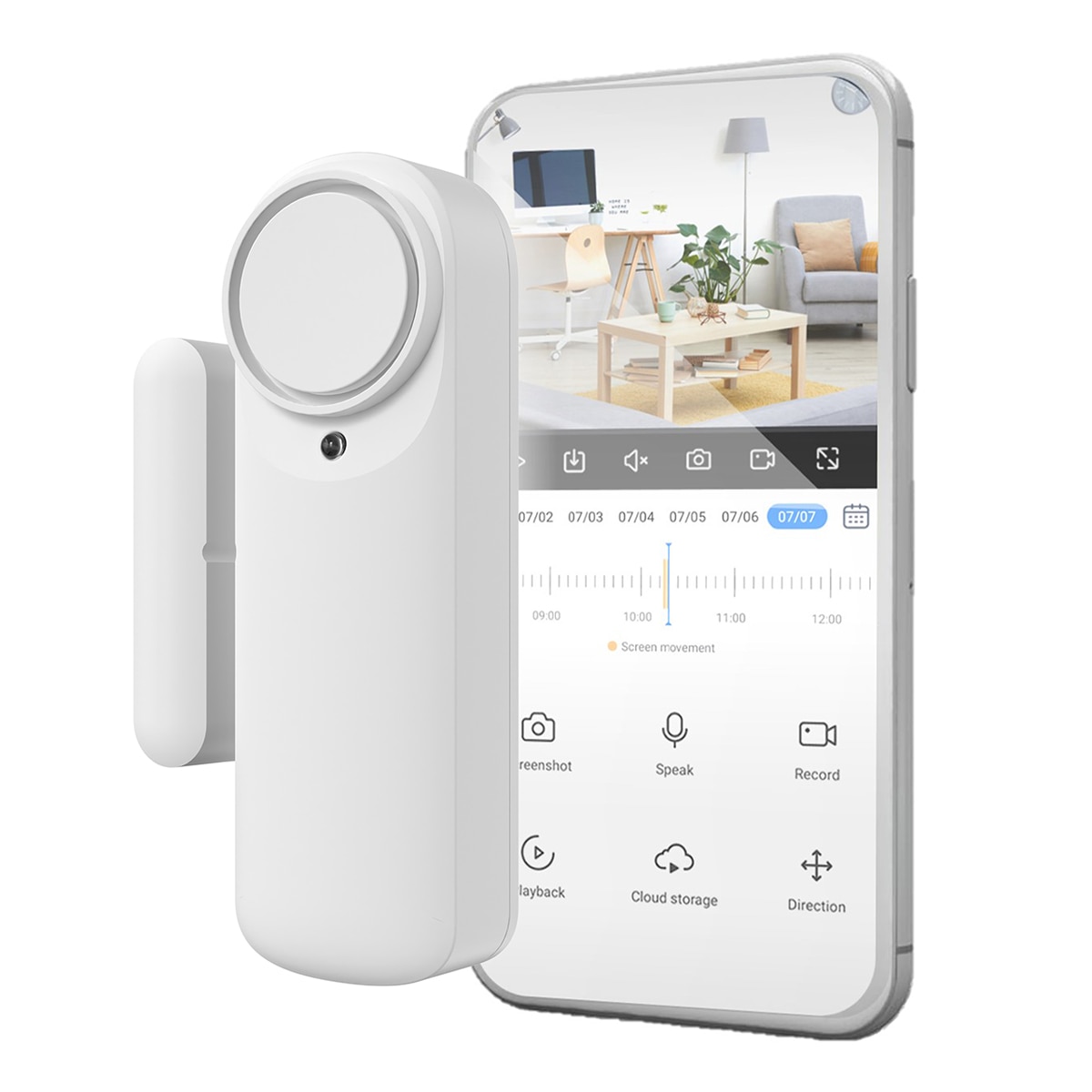 Imagen 3 de Sensor alarma para puerta Nivian NVS-DOORALARM-W, Wi-Fi, con app para móvil, notificación en tiempo real, sirena 100db - Blanco Blanco