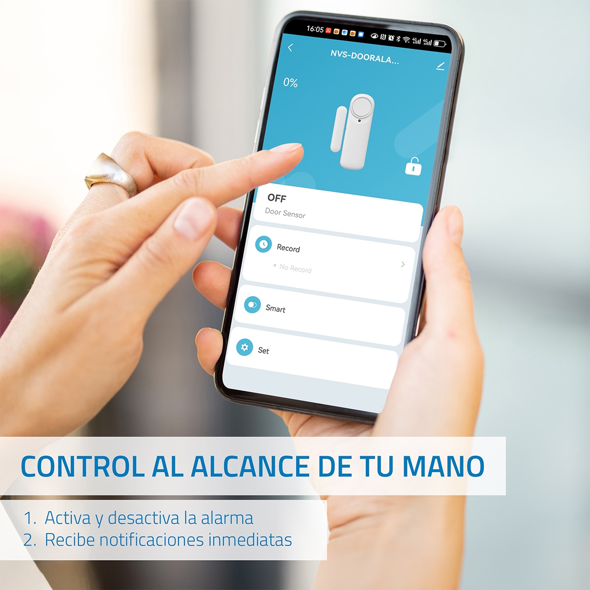 Imagen 4 de Sensor alarma para puerta Nivian NVS-DOORALARM-W, Wi-Fi, con app para móvil, notificación en tiempo real, sirena 100db - Blanco Blanco
