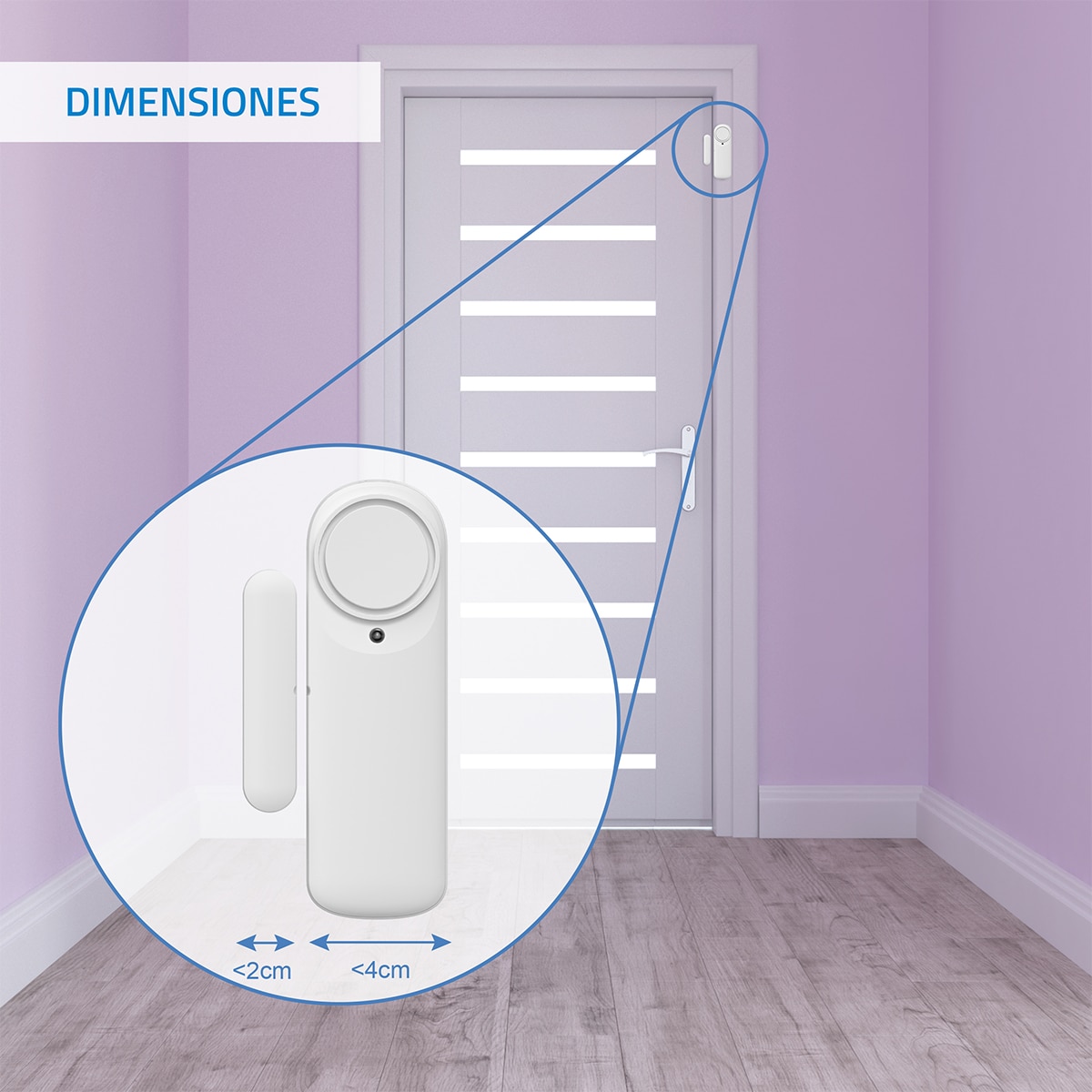 Imagen 5 de Sensor alarma para puerta Nivian NVS-DOORALARM-W, Wi-Fi, con app para móvil, notificación en tiempo real, sirena 100db - Blanco Blanco