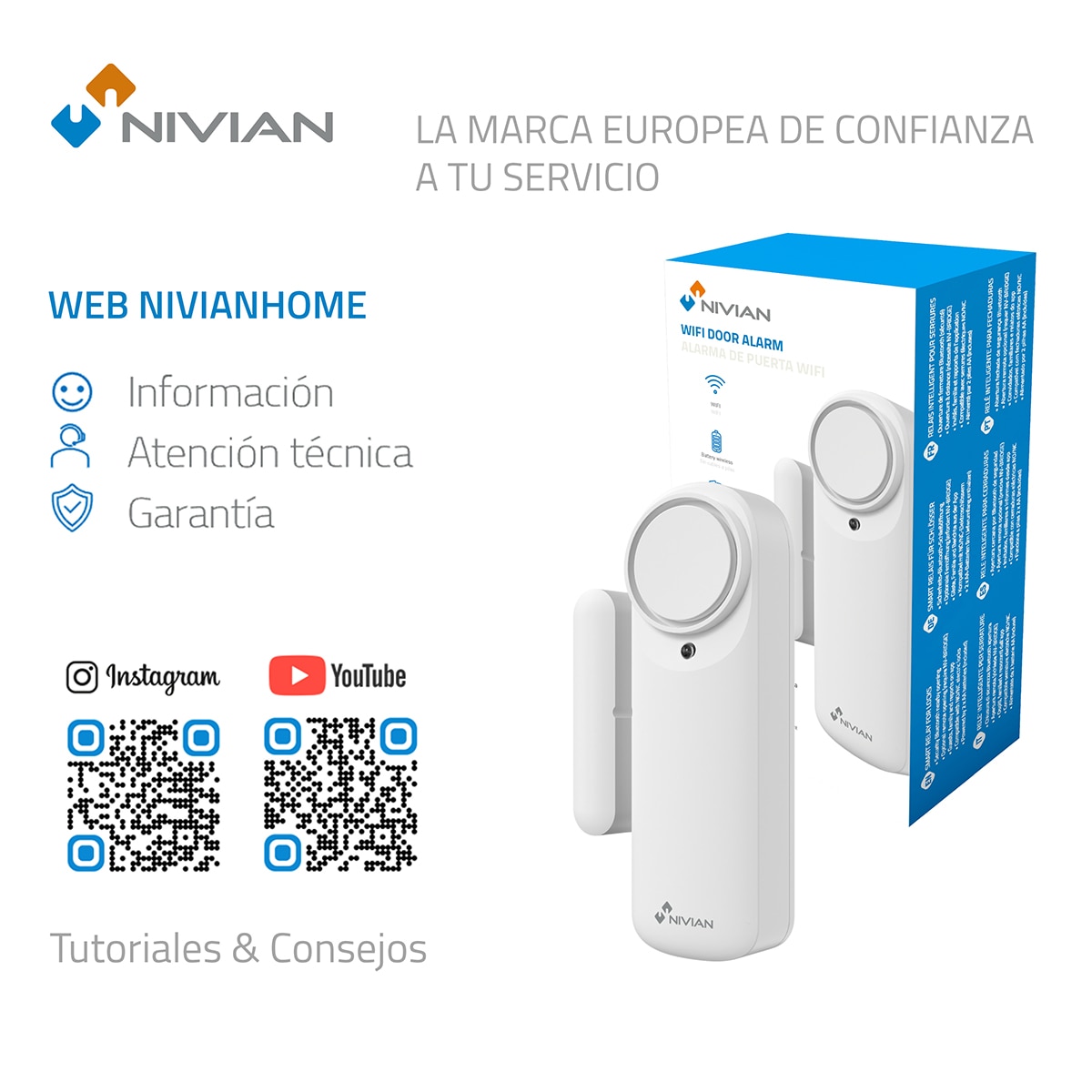 Imagen 9 de Sensor alarma para puerta Nivian NVS-DOORALARM-W, Wi-Fi, con app para móvil, notificación en tiempo real, sirena 100db - Blanco Blanco