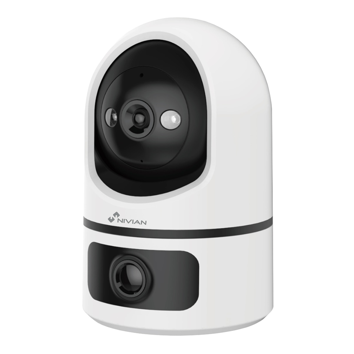 Imagen 1 de Cámara de vigilancia para interior Nivian IPC-IS7-dual, Wi-Fi,  2K,  motorizada, doble lente, seguimiento automático Blanco / Negro