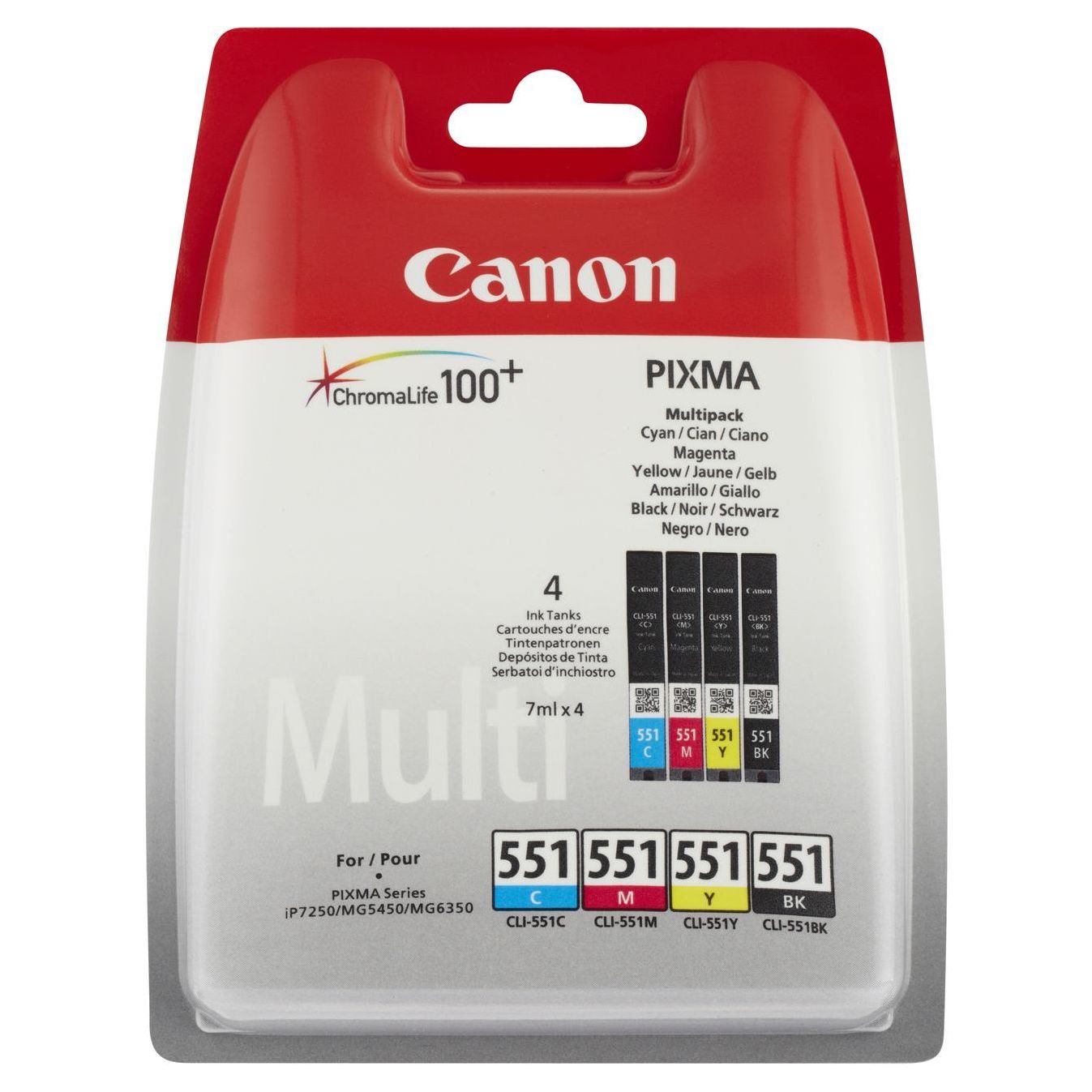 Multipack 4 cartuchos de tinta original Canon CLI-551 (6509B008) C/M/Y/BK 1