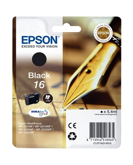 Imagen 0 de Cartucho original Epson 16 Negro (C13T16214022)