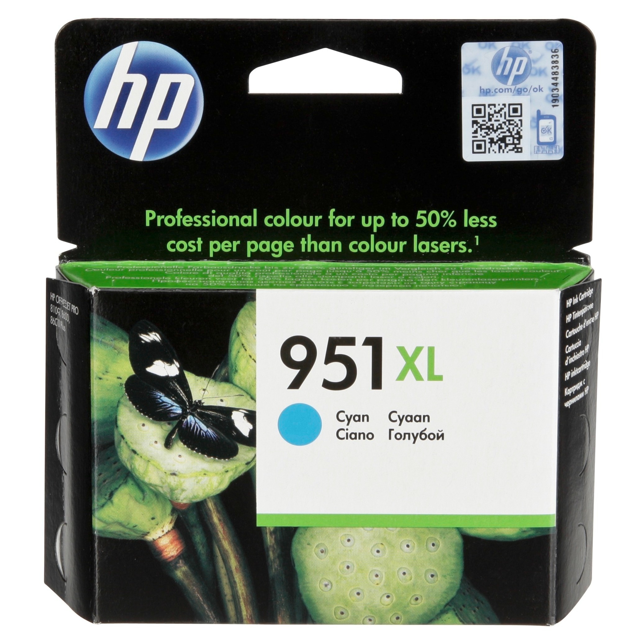 Imagen 0 de Cartucho de tinta original HP 951 XL cian (CN046AE)