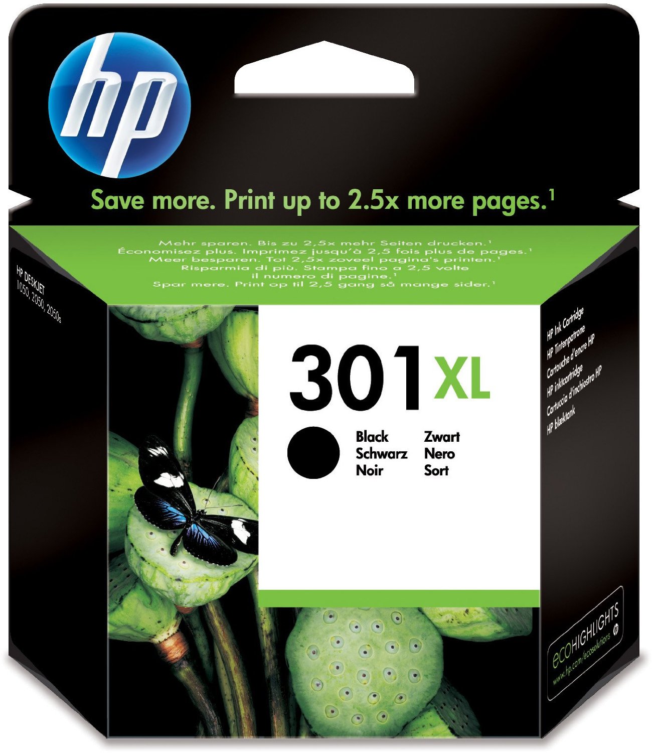 Imagen 0 de Cartucho de tinta original HP 301 XL negro (CH563EE)
