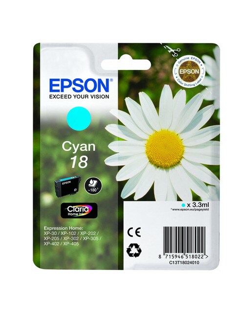 Cartucho original Epson 18 Cian (C13T180240) 1