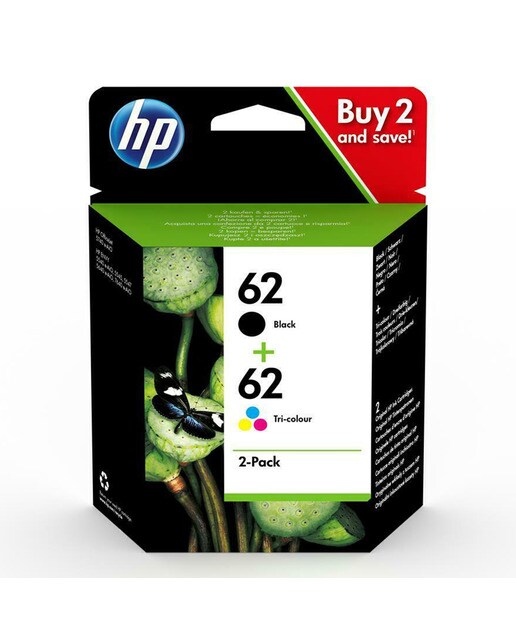 Pack de dos cartuchos de tinta origial HP 62 negro / tricolor (N9J71AE) 1
