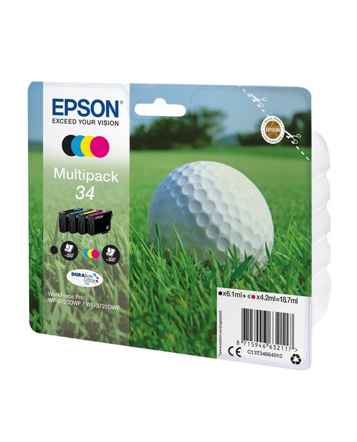 Pack de 4 cartuchos de tinta Epson 34 DURABrite Ultra Ink multicolor (C13T34664010) 1