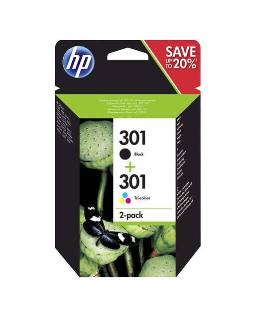 Imagen 0 de Pack original 2 cartuchos de tinta HP 301 negro + tricolor (N9J72AE)