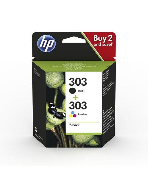 Imagen 0 de Pack 2 cartuchos de tinta original HP 303 negro + multicolor (3YM92AE)