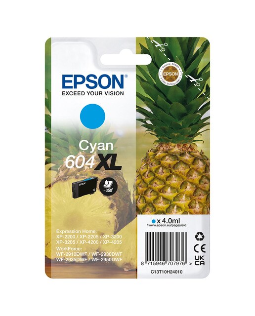 Cartucho de tinta original Epson 604 XL cian (T10H240) 1