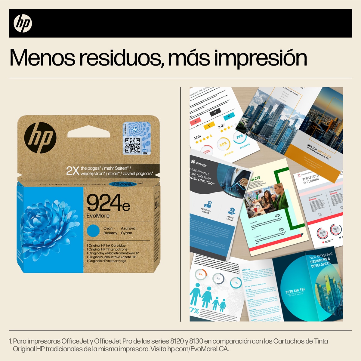 Cartucho de tinta original HP EvoMore 924e cian (4K0U7NE) 2