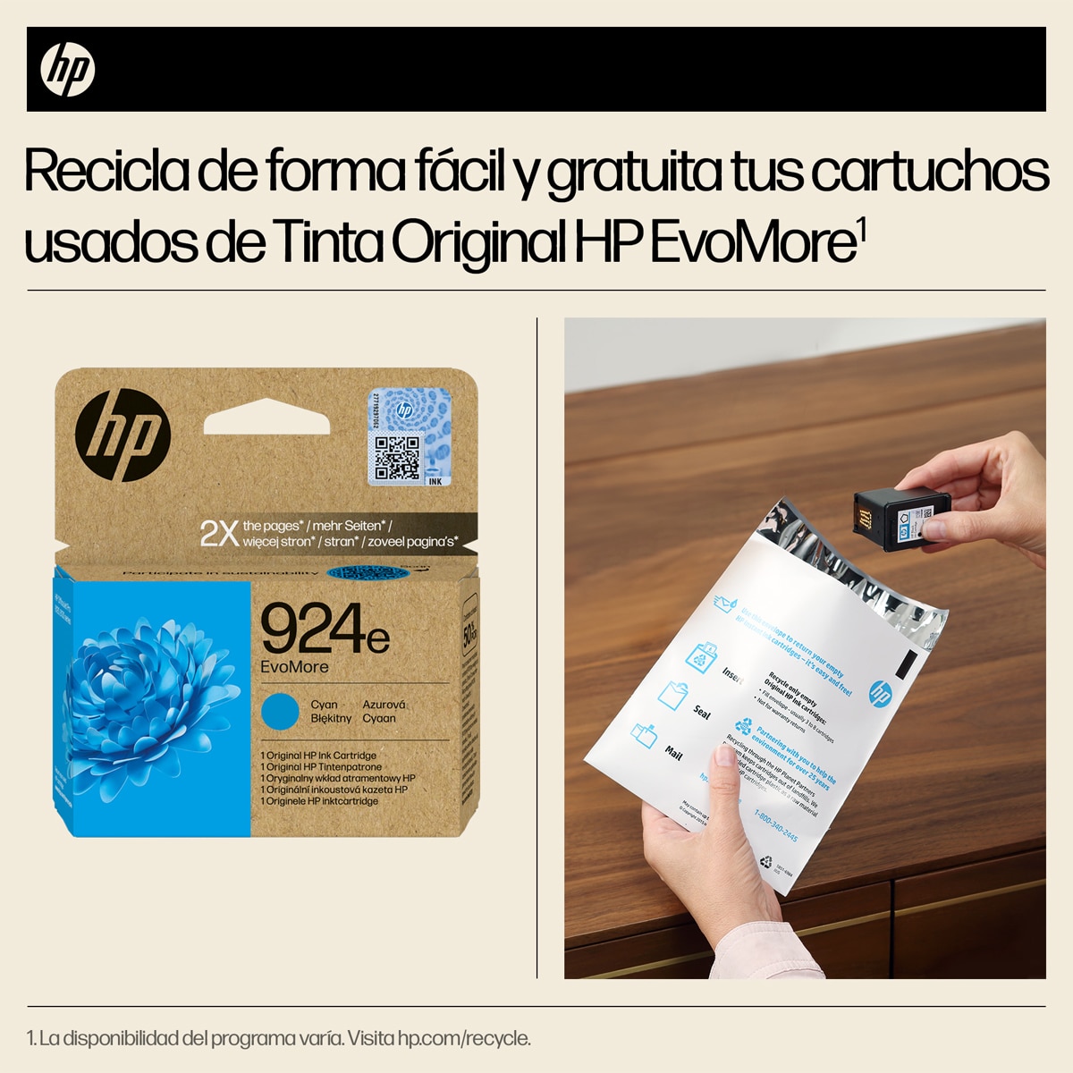 Cartucho de tinta original HP EvoMore 924e cian (4K0U7NE) 4