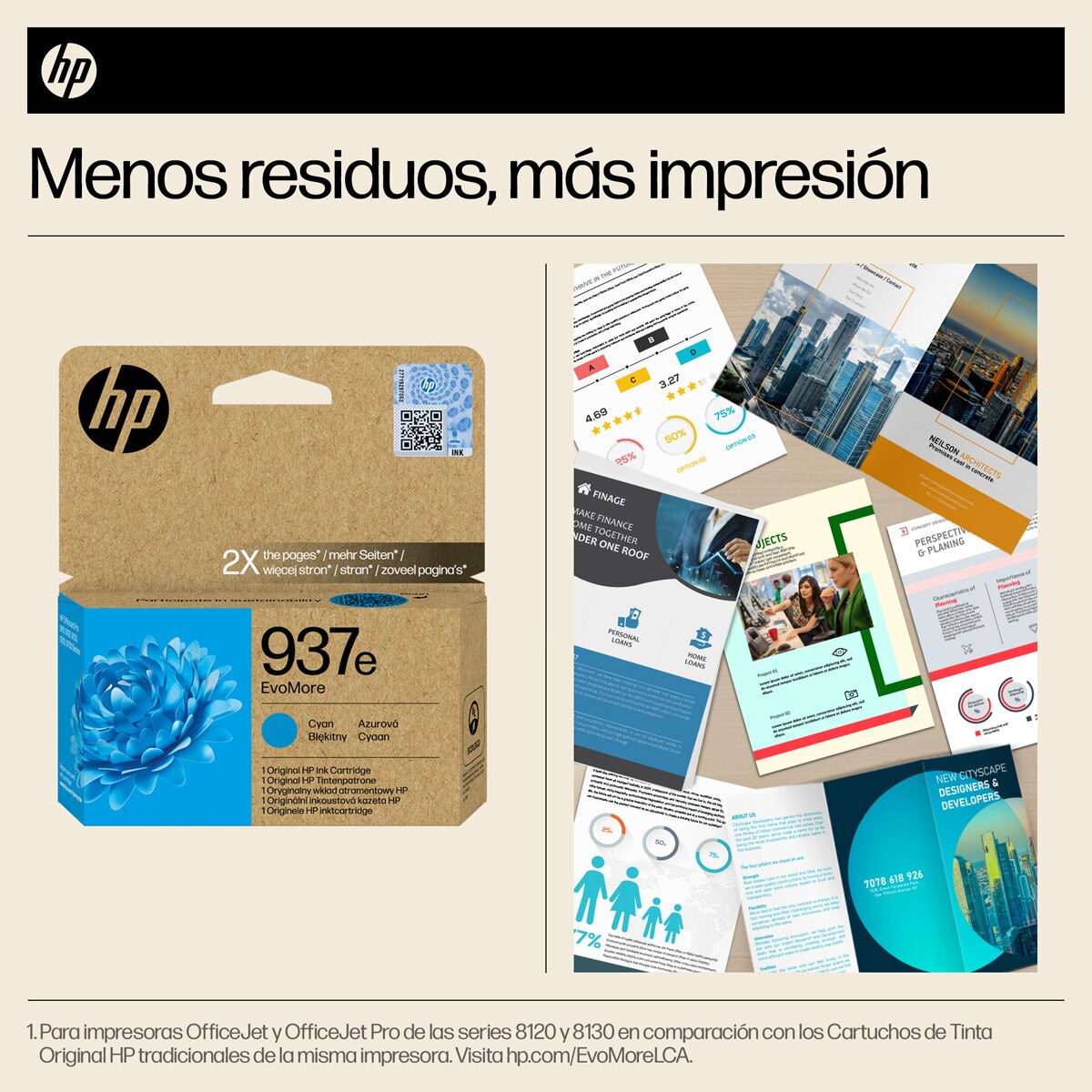 Cartucho de tinta original HP EvoMore 937e cian (4S6W6NE) 2