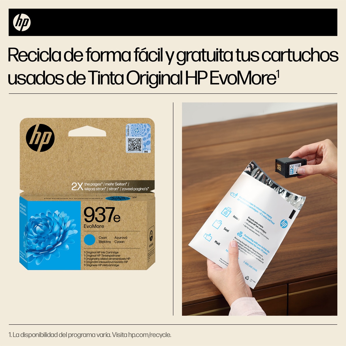 Cartucho de tinta original HP EvoMore 937e cian (4S6W6NE) 4