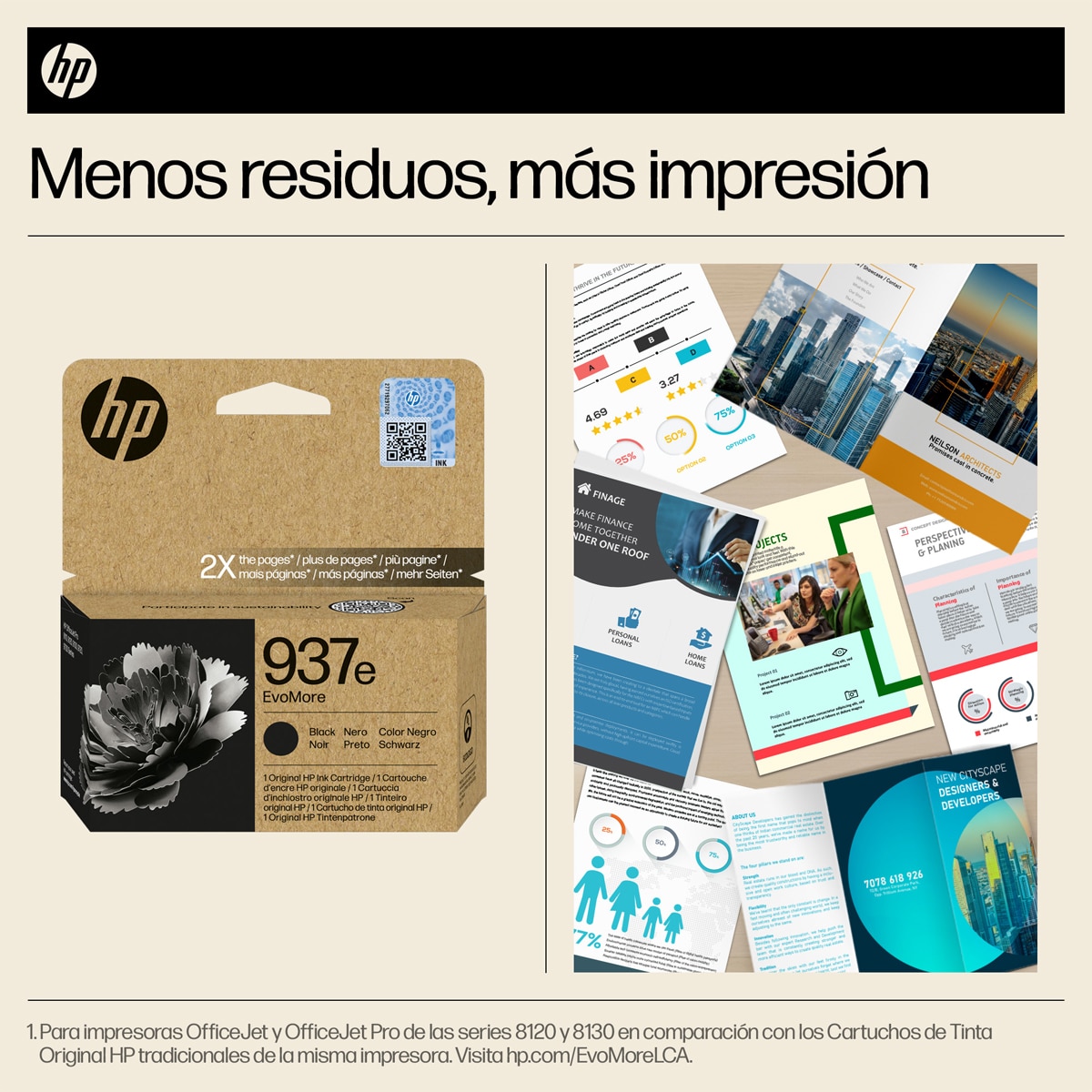 Cartucho de tinta original HP EvoMore 937e negro (4S6W9NE) 2