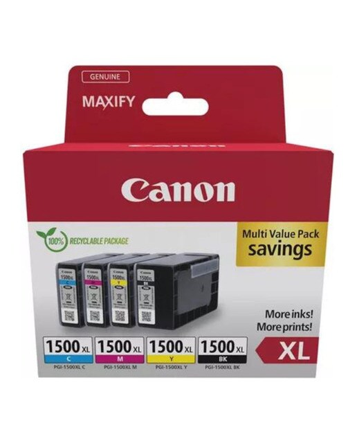 Pack de 4 cartuchos de tinta original Canon PGI-1500XL multicolor (9182B010) 1