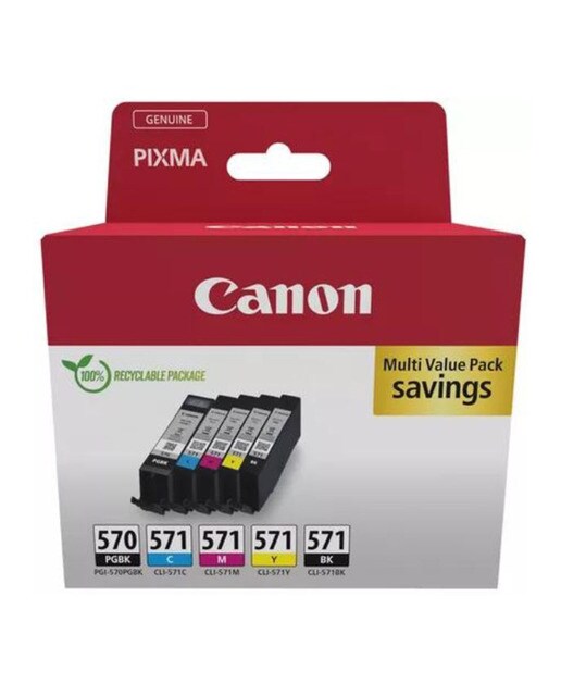 Pack de 5 cartuchos Canon PGI-570 negro/CLI-571 multicolor (0372C006) 1