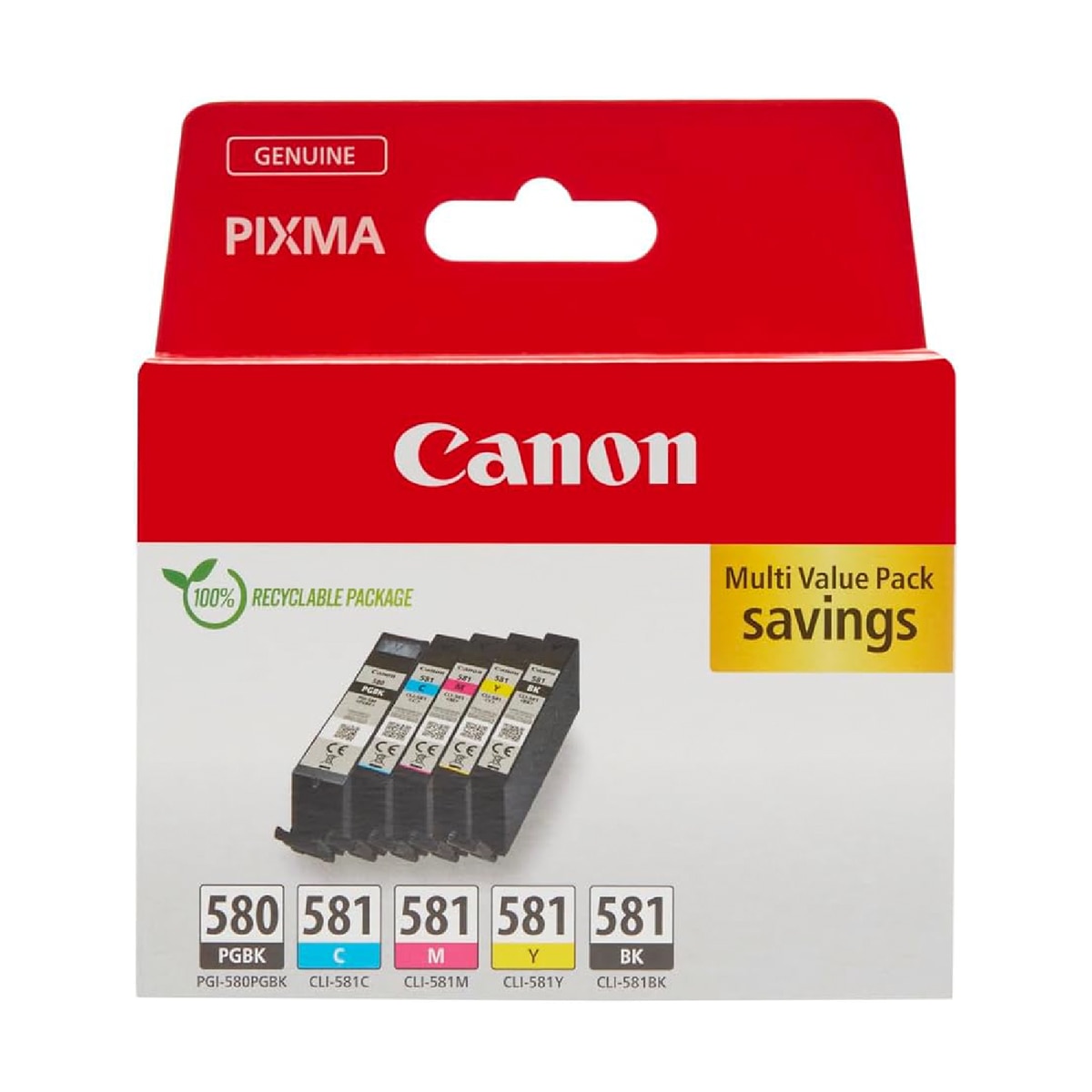 Pack de 5 cartuchos Canon PGI-580 negro/CLI-581 multicolor (2078C007) 1