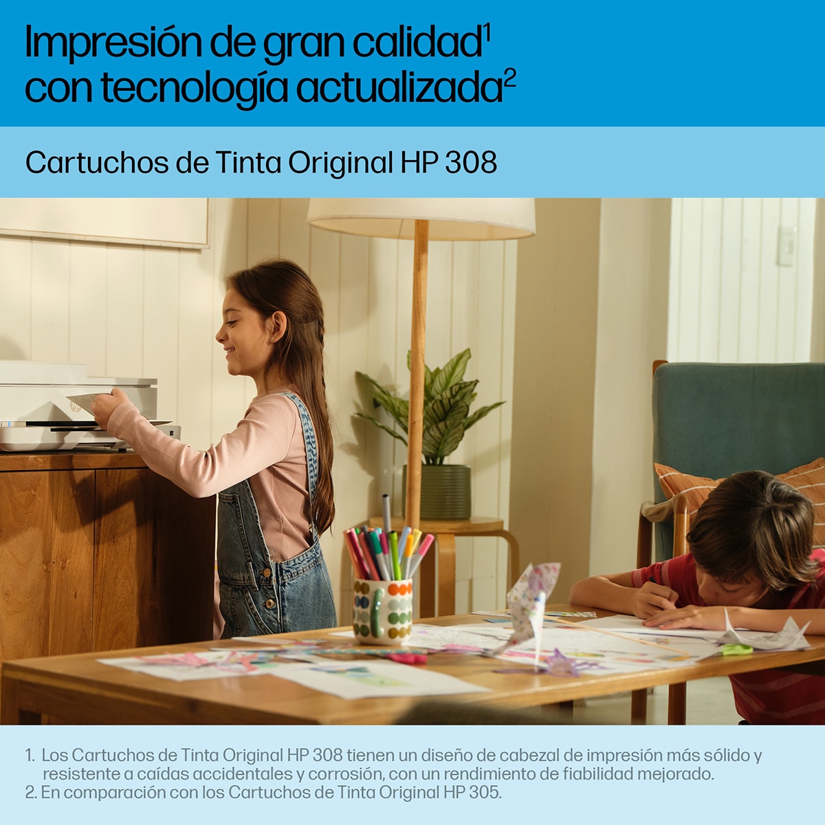 Paquete de 2 Cartuchos de Tinta Original HP 308 negro/tricolor (6L6S6UE) 6