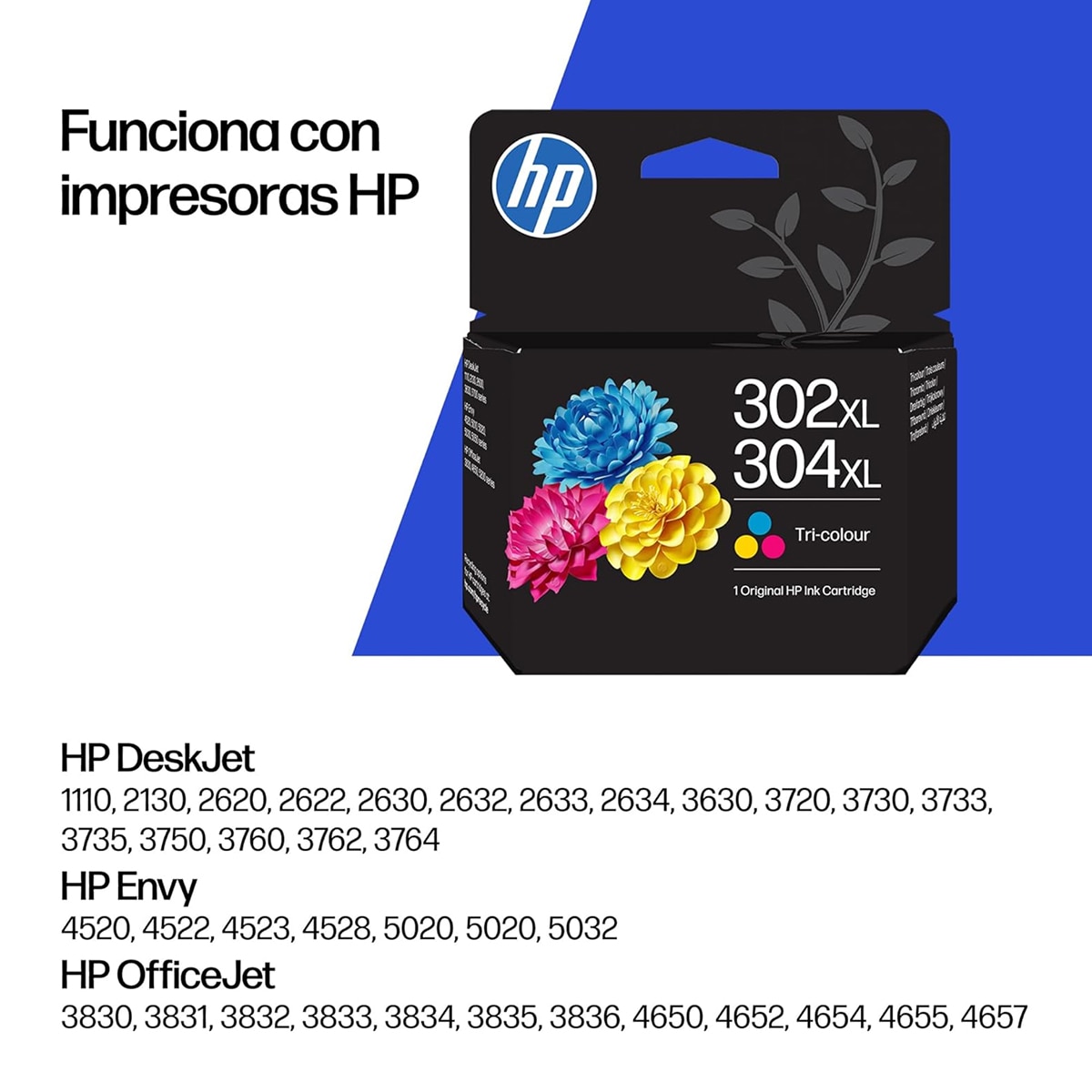 Cartucho de tinta original HP 302XL/304XL tricolor 3