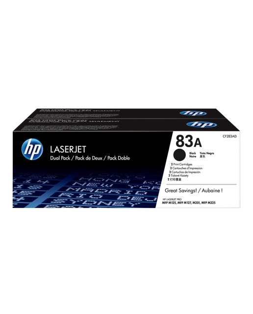 Pack 2 cartuchos de Tóner originales HP LaserJet 83A negro (CF283AD) 1